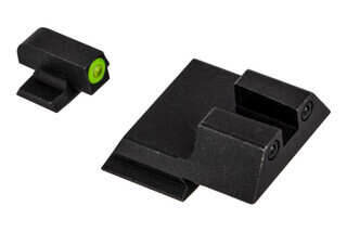 Night Fission Glow Dome M&P Shield night sight set features a square rear and Yellow front
